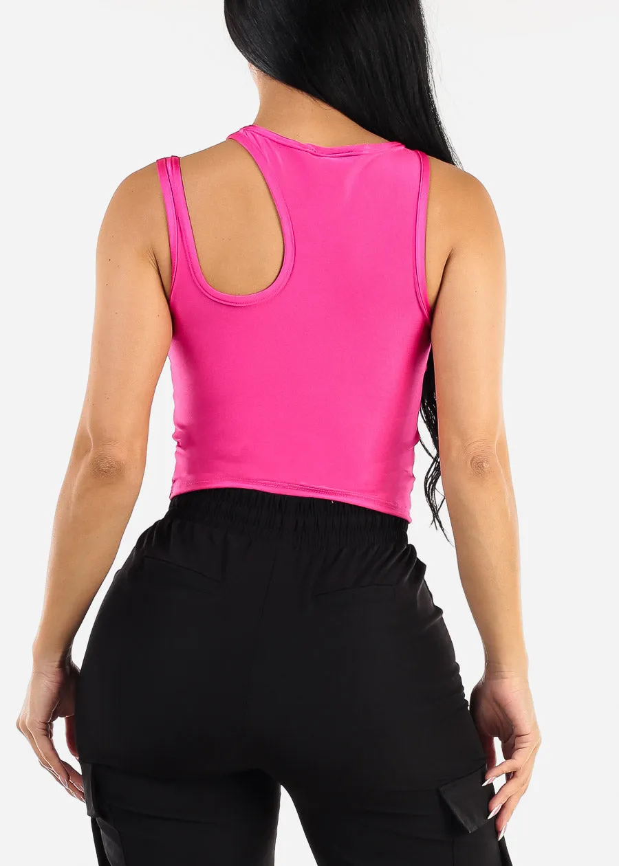 Sleeveless Cut Out Fitted Top Fuchsia sold by Moda product image thumbnail 4