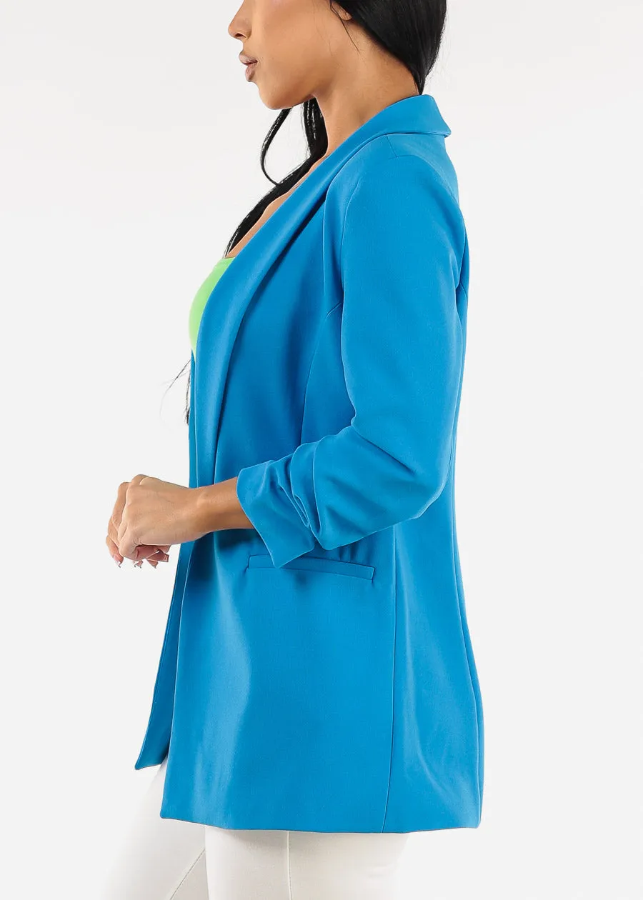 Quarter Sleeve Open Front Blazer Blue sold by Moda product image thumbnail 4