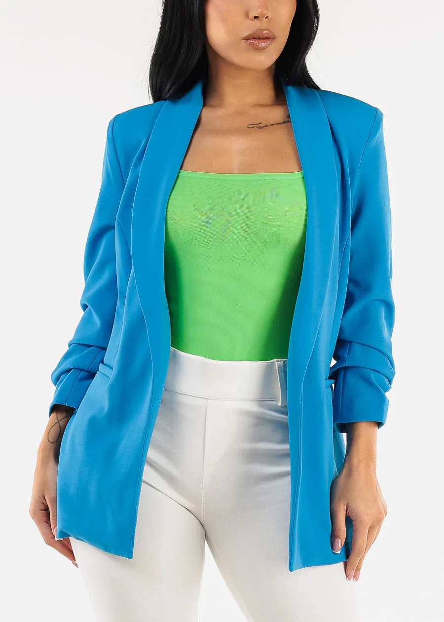 Quarter Sleeve Open Front Blazer Blue sold by Moda product image thumbnail 2