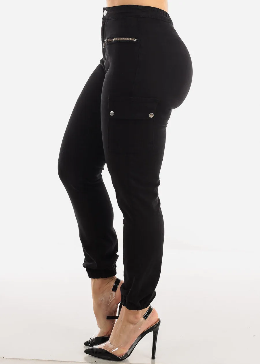 High Waist Black Cargo Jogger Pants sold by Moda product image thumbnail 4