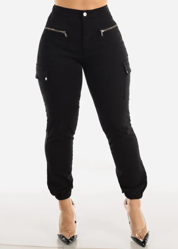 High Waist Black Cargo Jogger Pants sold by Moda