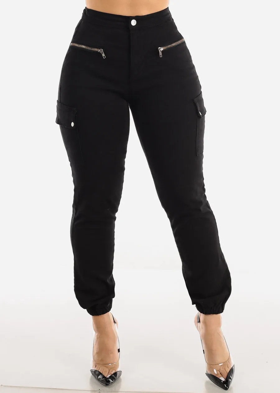High Waist Black Cargo Jogger Pants sold by Moda