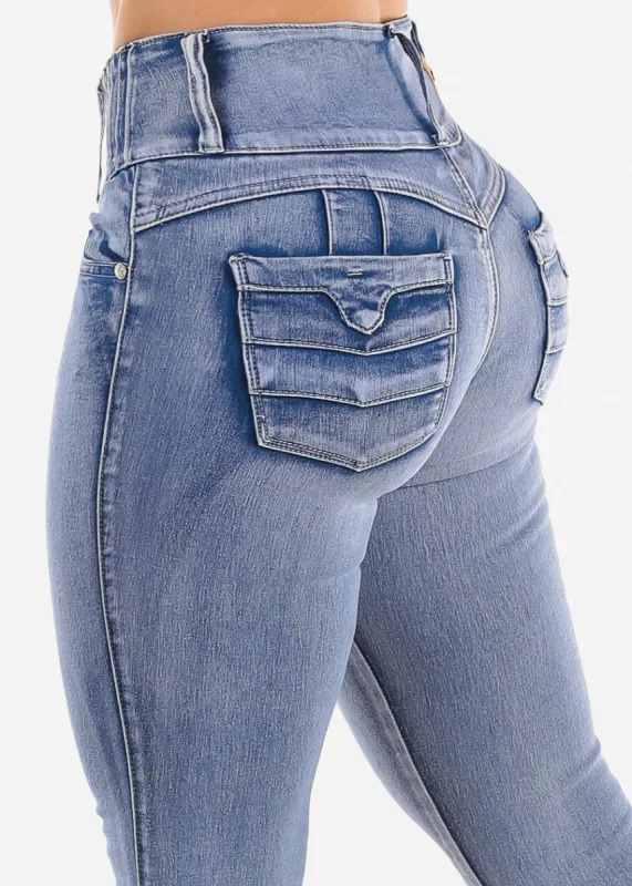 Butt Lift High Waisted Skinny Jeans Light Wash sold by Moda
