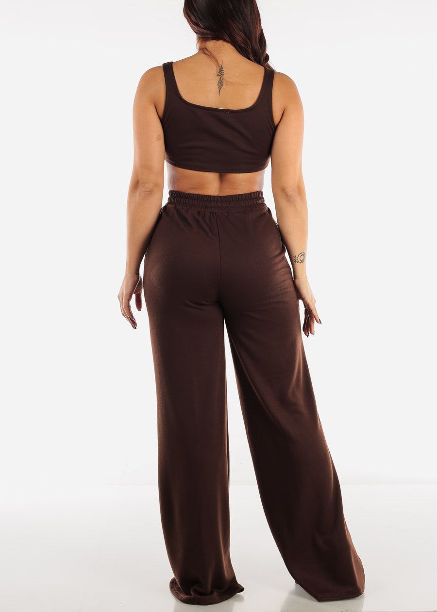 Corset Crop Top & Wide Legged Pants Brown (2 PCE SET) sold by Moda product image thumbnail 3