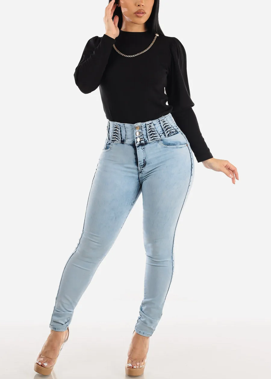 Super High Waisted Butt Lifting Skinny Jeans Light Acid Wash sold by Moda product image thumbnail 2