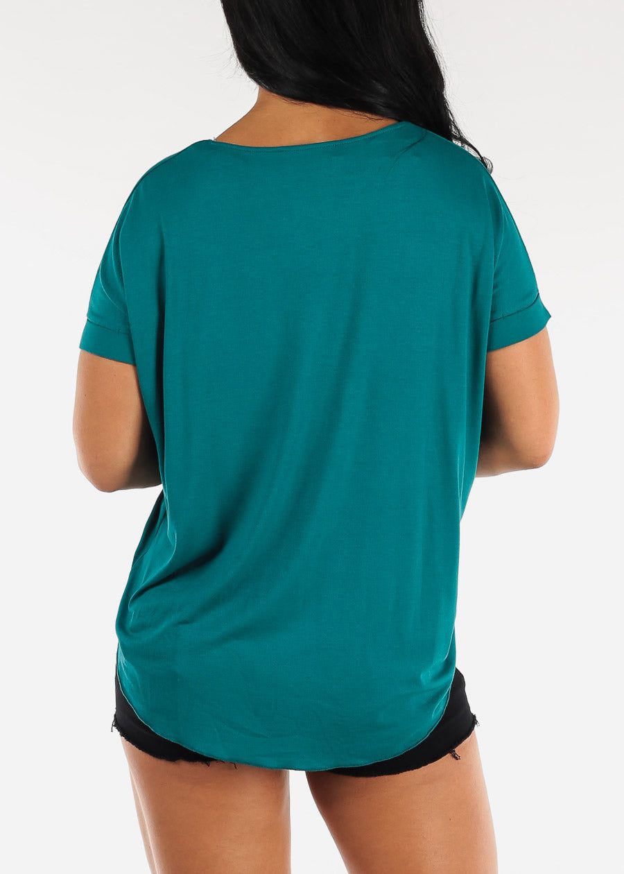 Short Sleeve Surplice Tunic Top Teal sold by Moda product image thumbnail 4