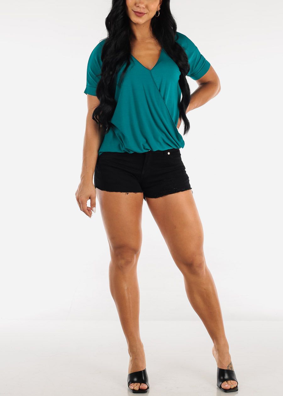 Short Sleeve Surplice Tunic Top Teal sold by Moda product image thumbnail 2