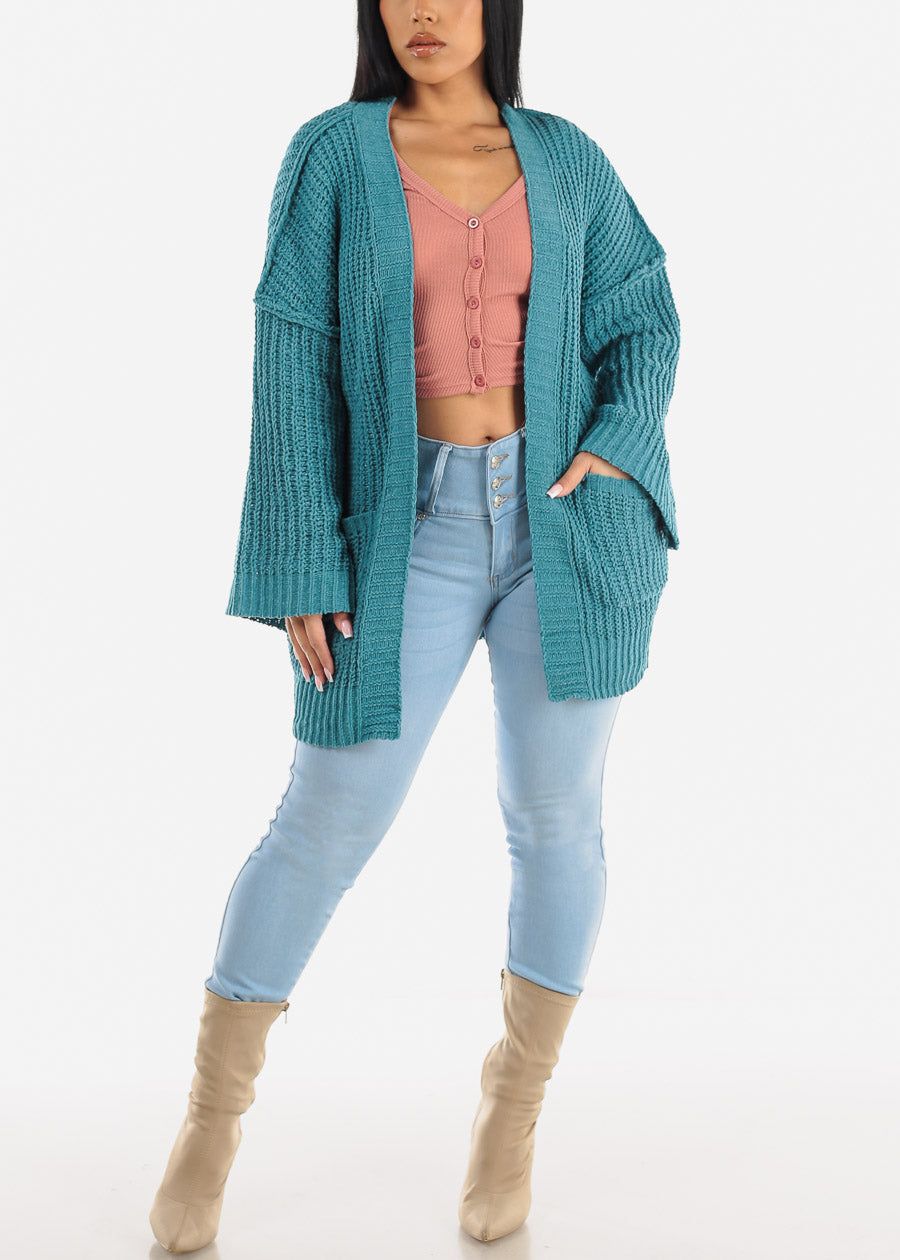 Long Sleeve Ruched Sides Button Up Crop Top Rose sold by Moda product image thumbnail 2