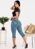 High Waisted Butt Lifting Blue Denim Capris sold by Moda