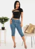 High Waisted Butt Lifting Blue Denim Capris sold by Moda