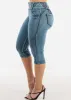High Waisted Butt Lifting Blue Denim Capris sold by Moda