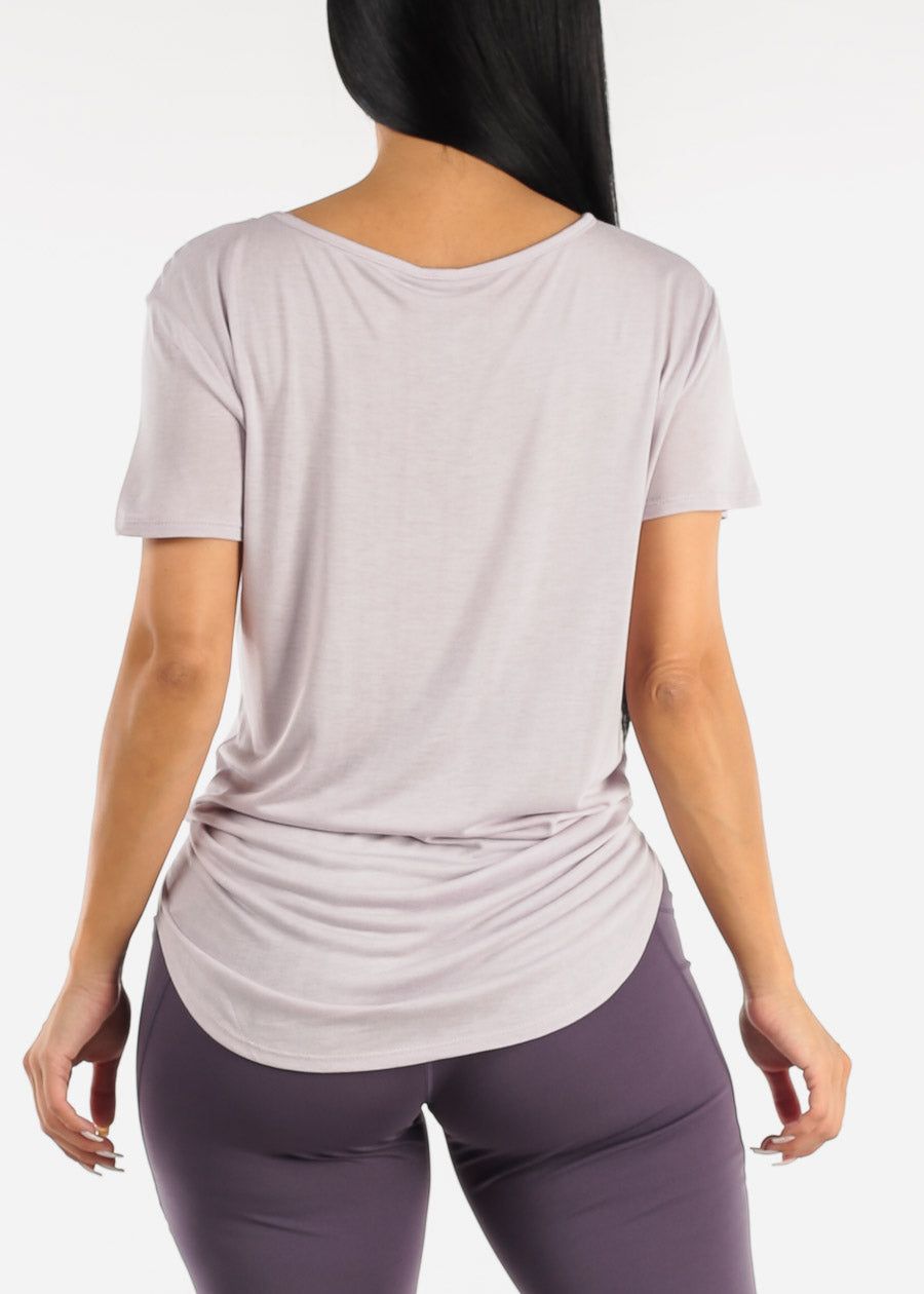 Activewear Short Sleeve Lilac Tunic Tee w Front Knot sold by Moda product image thumbnail 4