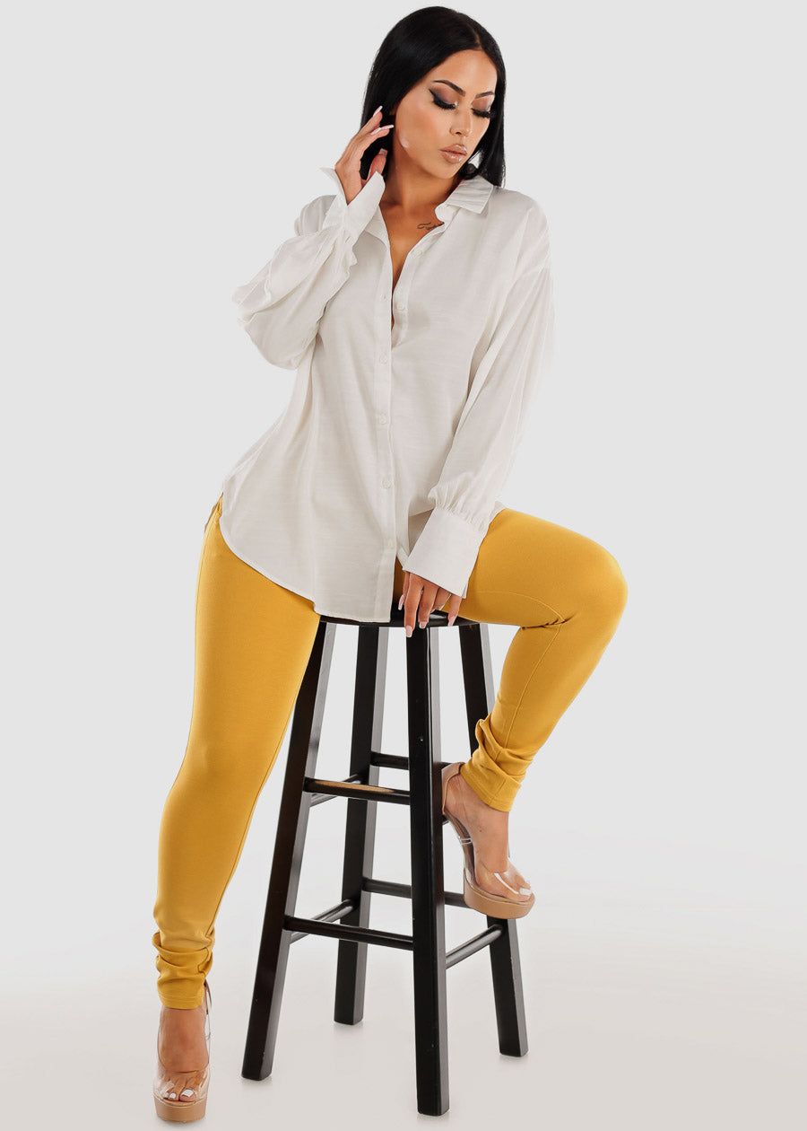 High Waisted Mustard Dressy Skinny Pants sold by Moda product image thumbnail 2
