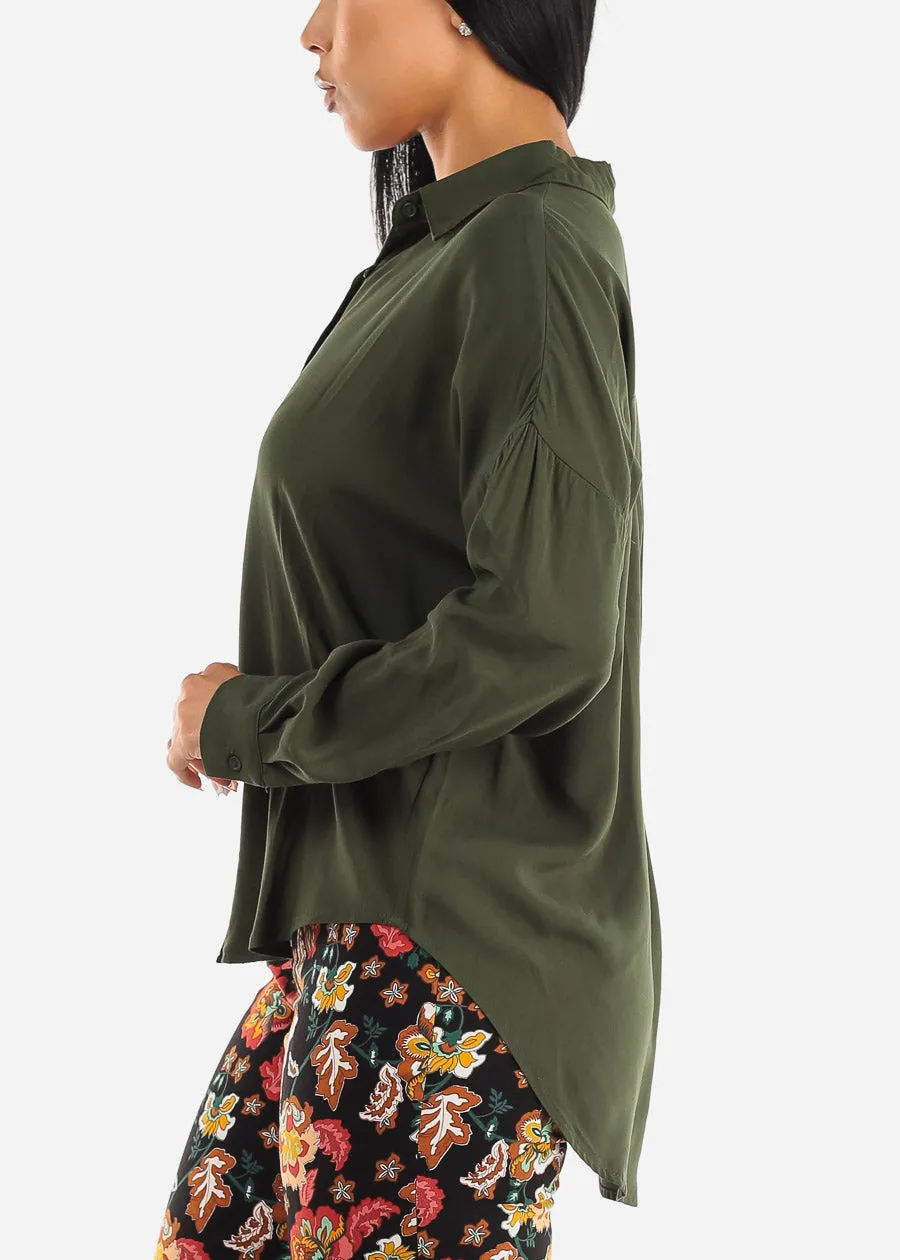 Oversized Long Sleeve Button Down Shirt Green sold by Moda product image thumbnail 3