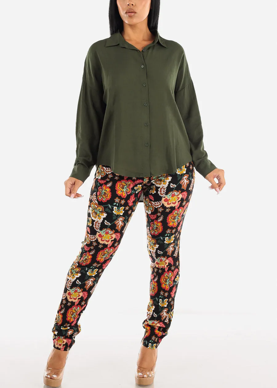 Oversized Long Sleeve Button Down Shirt Green sold by Moda product image thumbnail 2