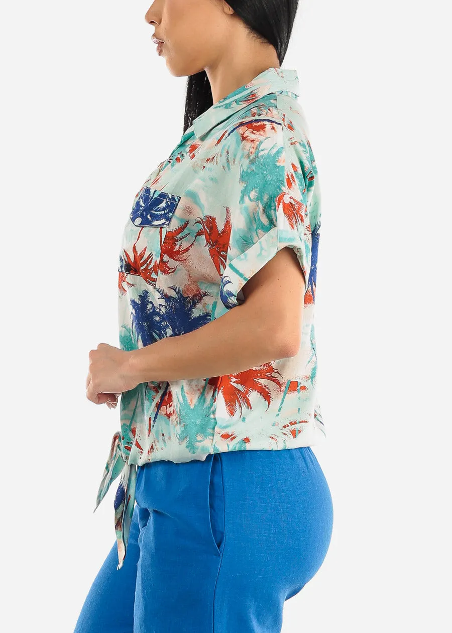 Tropical Front Tie Short Sleeve Shirt sold by Moda product image thumbnail 5