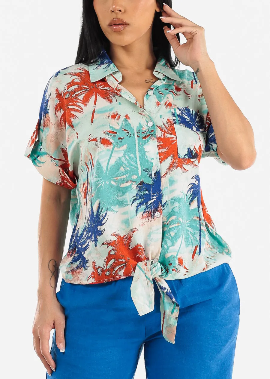Tropical Front Tie Short Sleeve Shirt sold by Moda product image thumbnail 3