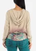 Long Sleeve Printed Pullover Tunic Hoodie Oatmeal sold by Moda