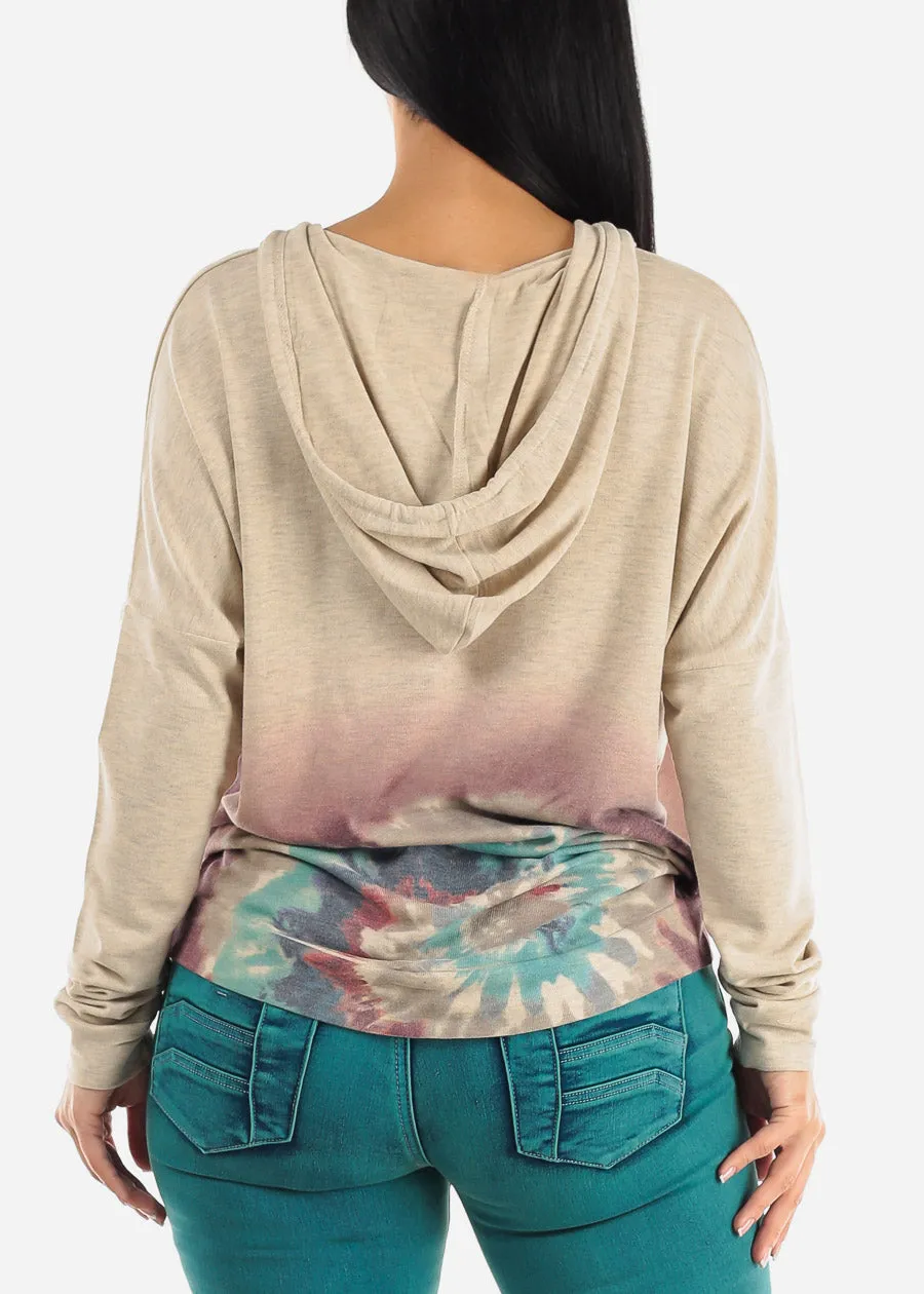 Long Sleeve Printed Pullover Tunic Hoodie Oatmeal sold by Moda product image thumbnail 4