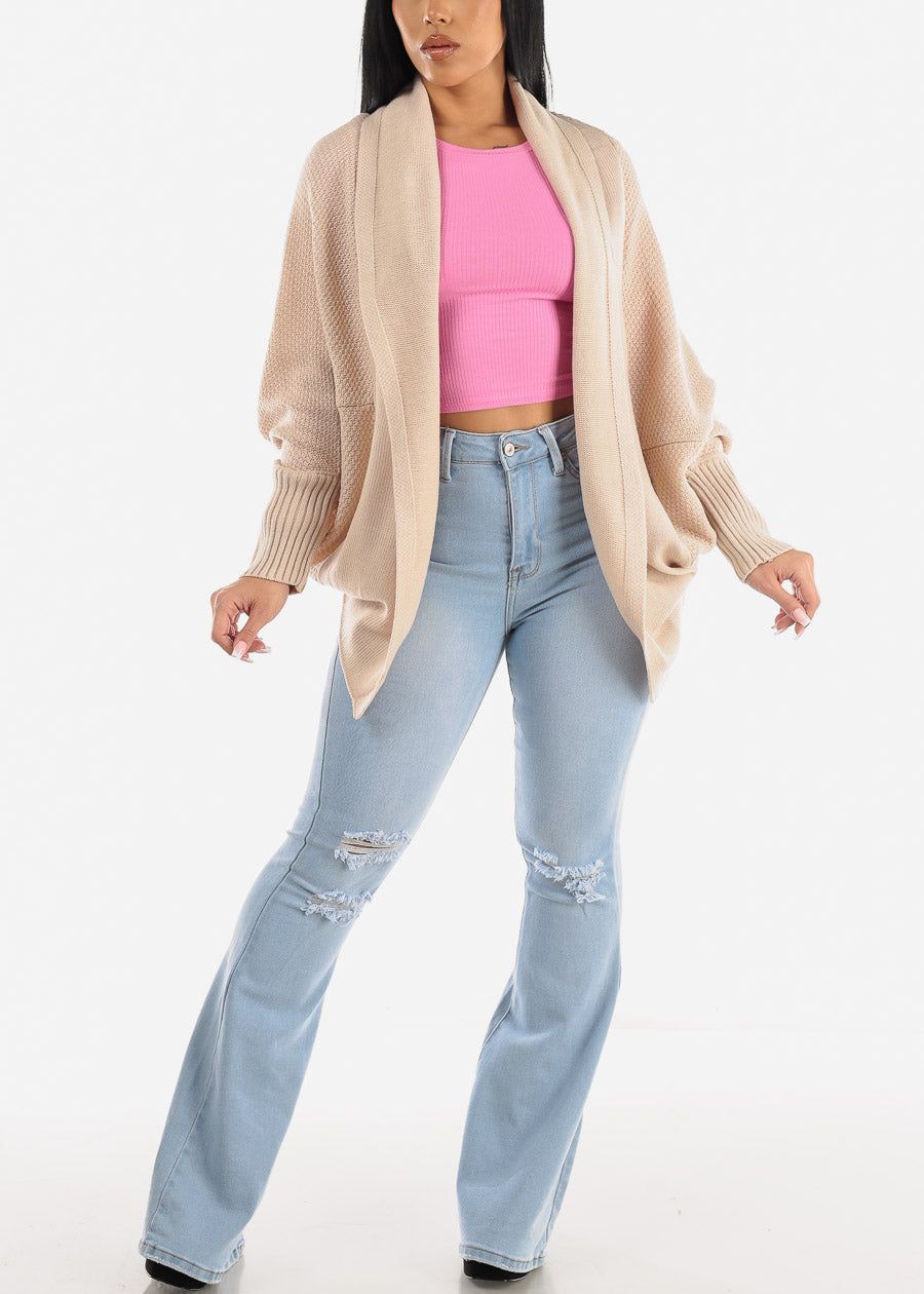 Long Dolman Sleeve Knitted Cardigan Beige sold by Moda product image thumbnail 2