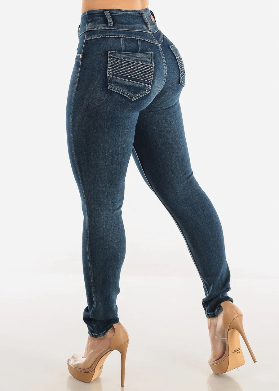 Butt Lift High Waist Skinny Jeans Dark Sand Wash sold by Moda product image thumbnail 5