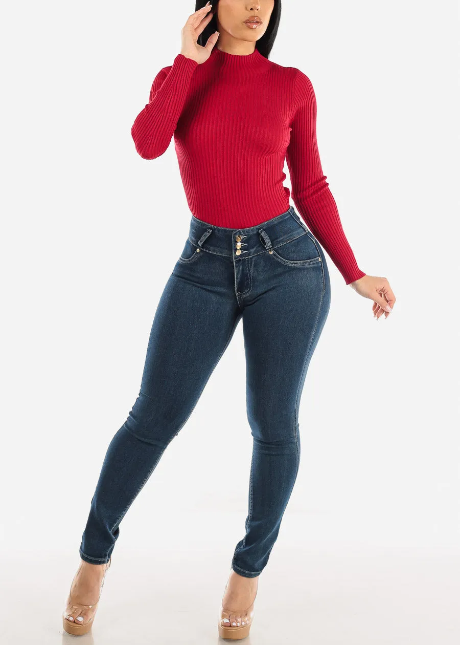 Butt Lift High Waist Skinny Jeans Dark Sand Wash sold by Moda product image thumbnail 2