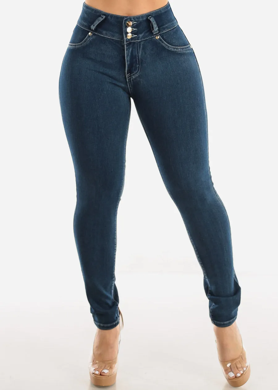 Butt Lift High Waist Skinny Jeans Dark Sand Wash sold by Moda product image thumbnail 3
