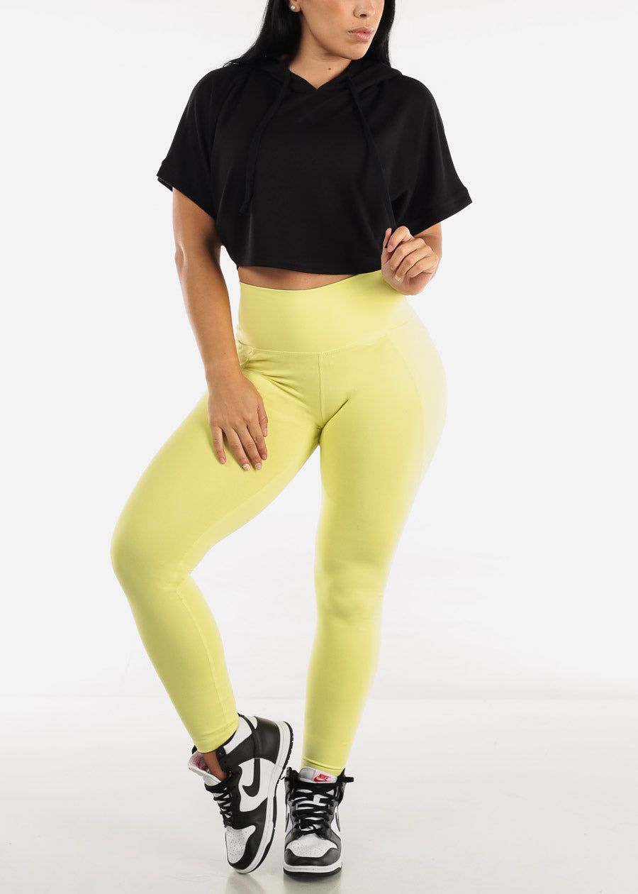 MONO B High Waisted Solid Workout Leggings Neon Yellow sold by Moda product image thumbnail 2