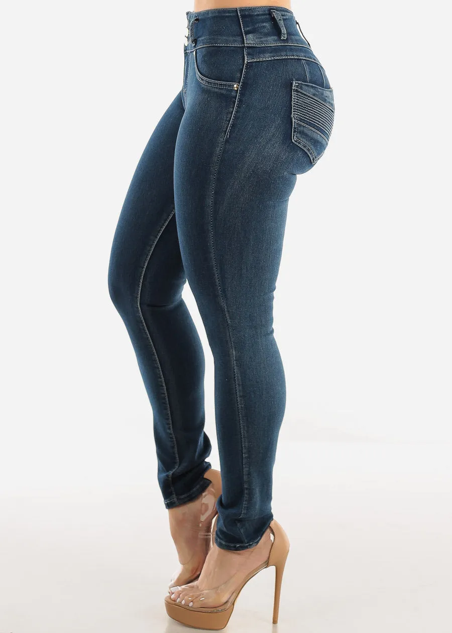 Butt Lift High Waist Skinny Jeans Dark Sand Wash sold by Moda product image thumbnail 4