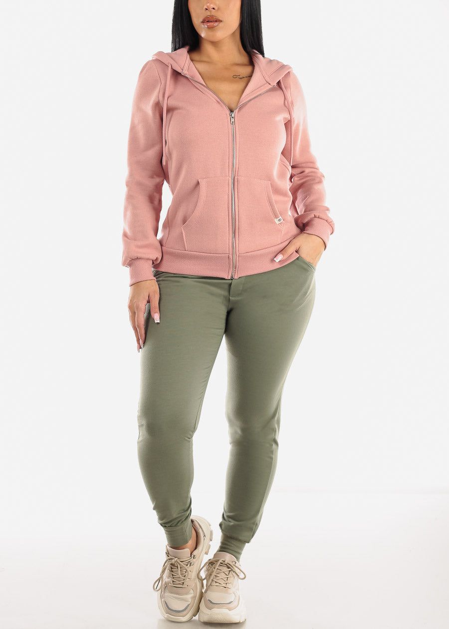 Smocked High Waist Jogger Pants Olive sold by Moda product image thumbnail 2