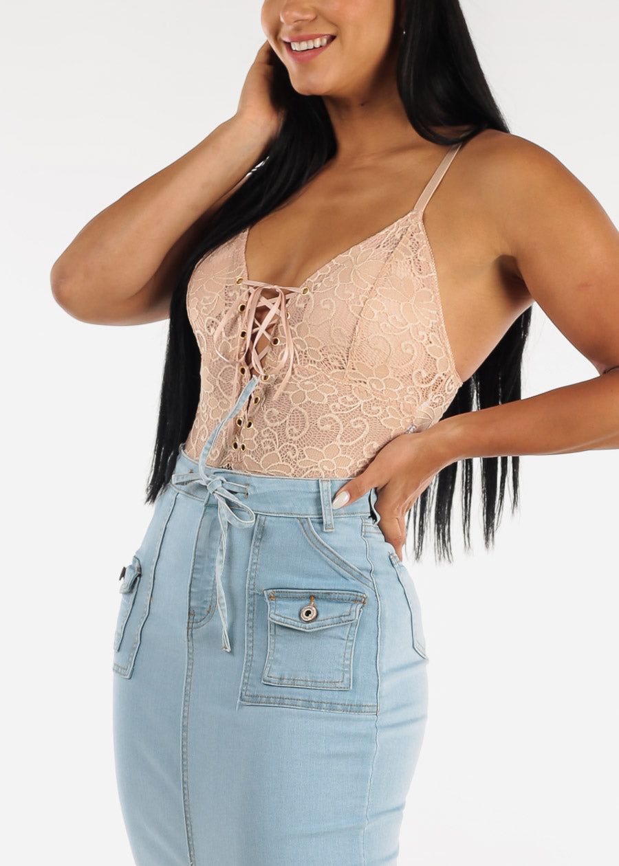 Sexy Sleeveless Lace Bodysuit Beige sold by Moda product image thumbnail 5