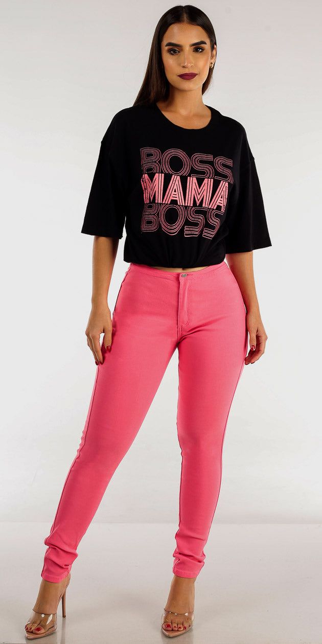 Pink Hyper Stretch Skinny Set sold by Moda