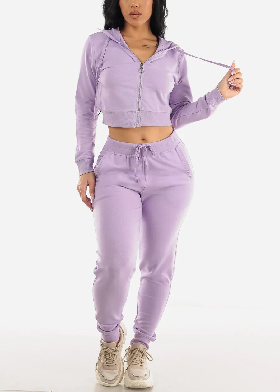 Drawstring Waist French Terry Jogger Pants Lilac sold by Moda product image thumbnail 2