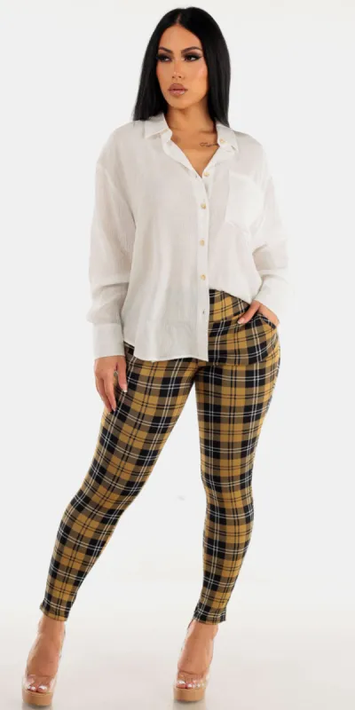 Plaid Butt Lifting Skinnies Combo sold by Moda