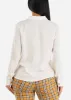 White Long Sleeve Button Up Collared Blouse sold by Moda