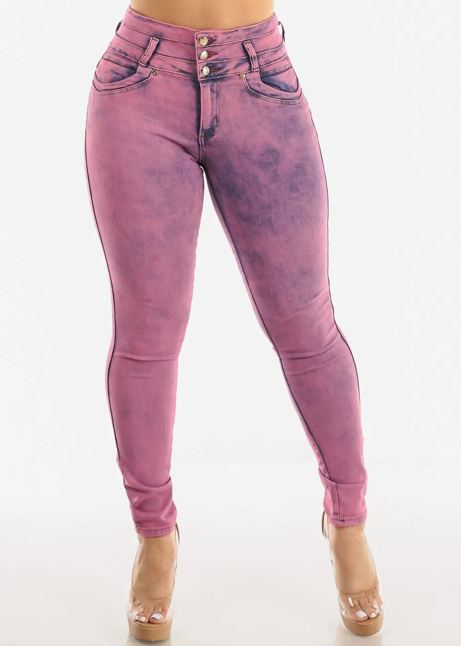 High Waisted Acid Wash Butt Lifting Skinny Jeans sold by Moda product image thumbnail 5