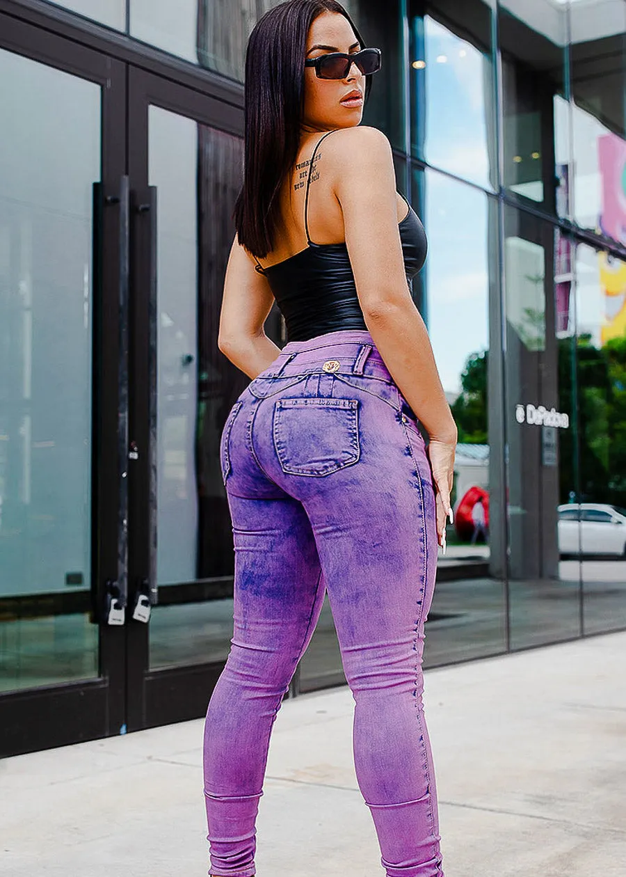 High Waisted Acid Wash Butt Lifting Skinny Jeans sold by Moda product image thumbnail 4