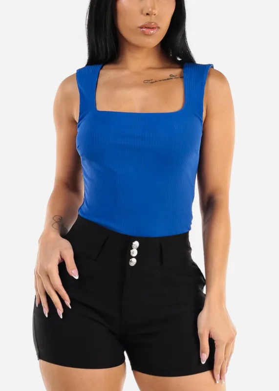 Sleeveless Double Layered Tank Top Royal Blue sold by Moda