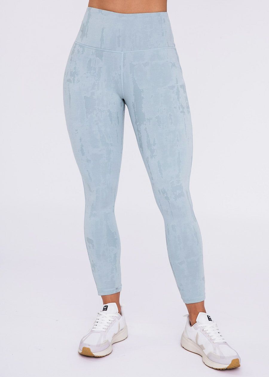 Textured High Waist Activewear Leggings Light Blue sold by Moda