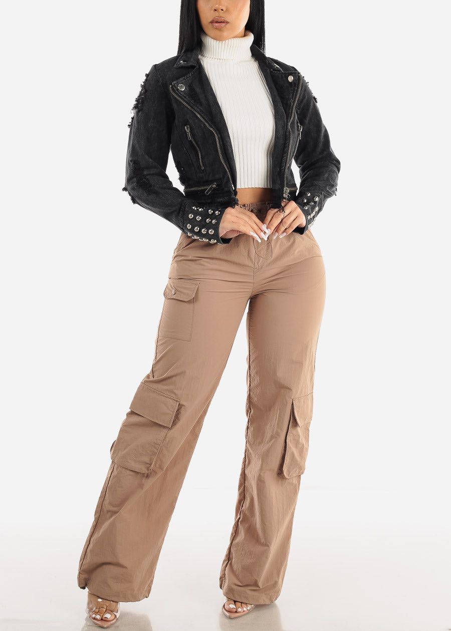 White Ribbed Turtleneck Cropped Sweater sold by Moda product image thumbnail 5