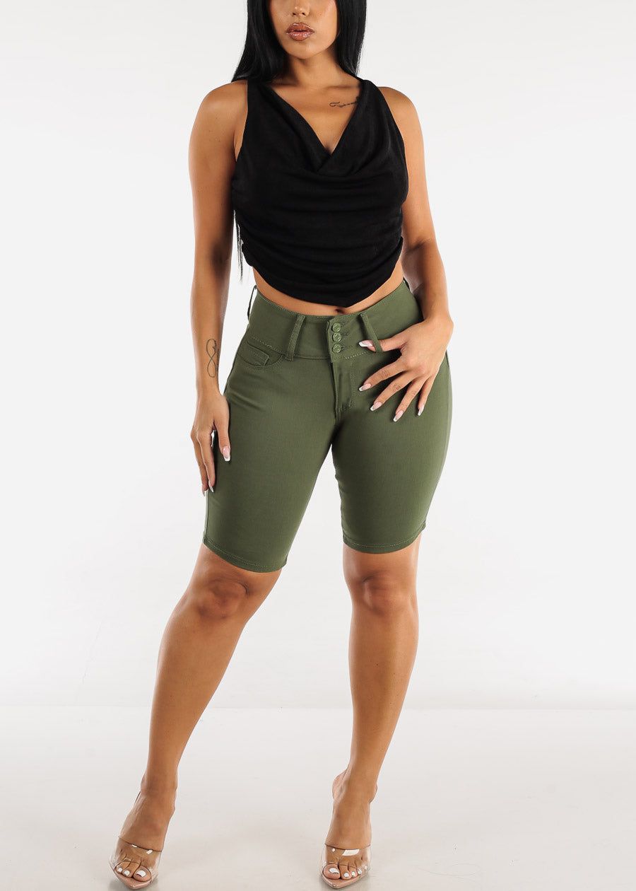 Black Sleeveless Cowl Neckline Fitted Crop Top sold by Moda product image thumbnail 2