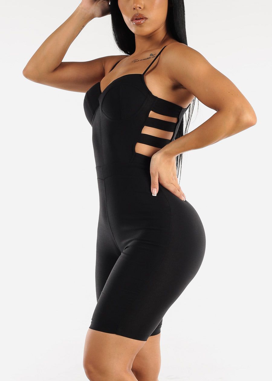 Sleeveless Side Cut Out Black Romper sold by Moda product image thumbnail 5