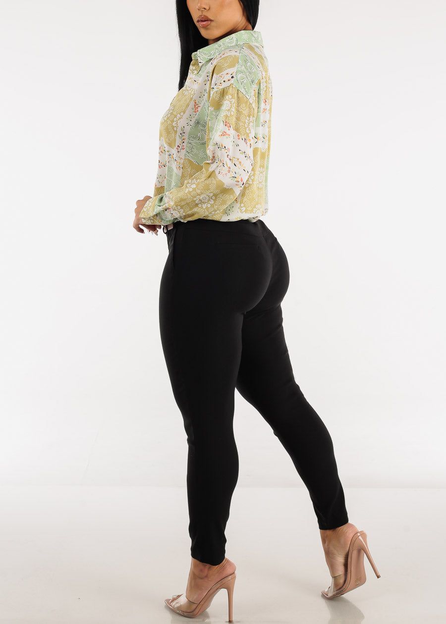 Black Mid Rise Twill Dressy Skinny Pants w Belt sold by Moda product image thumbnail 5