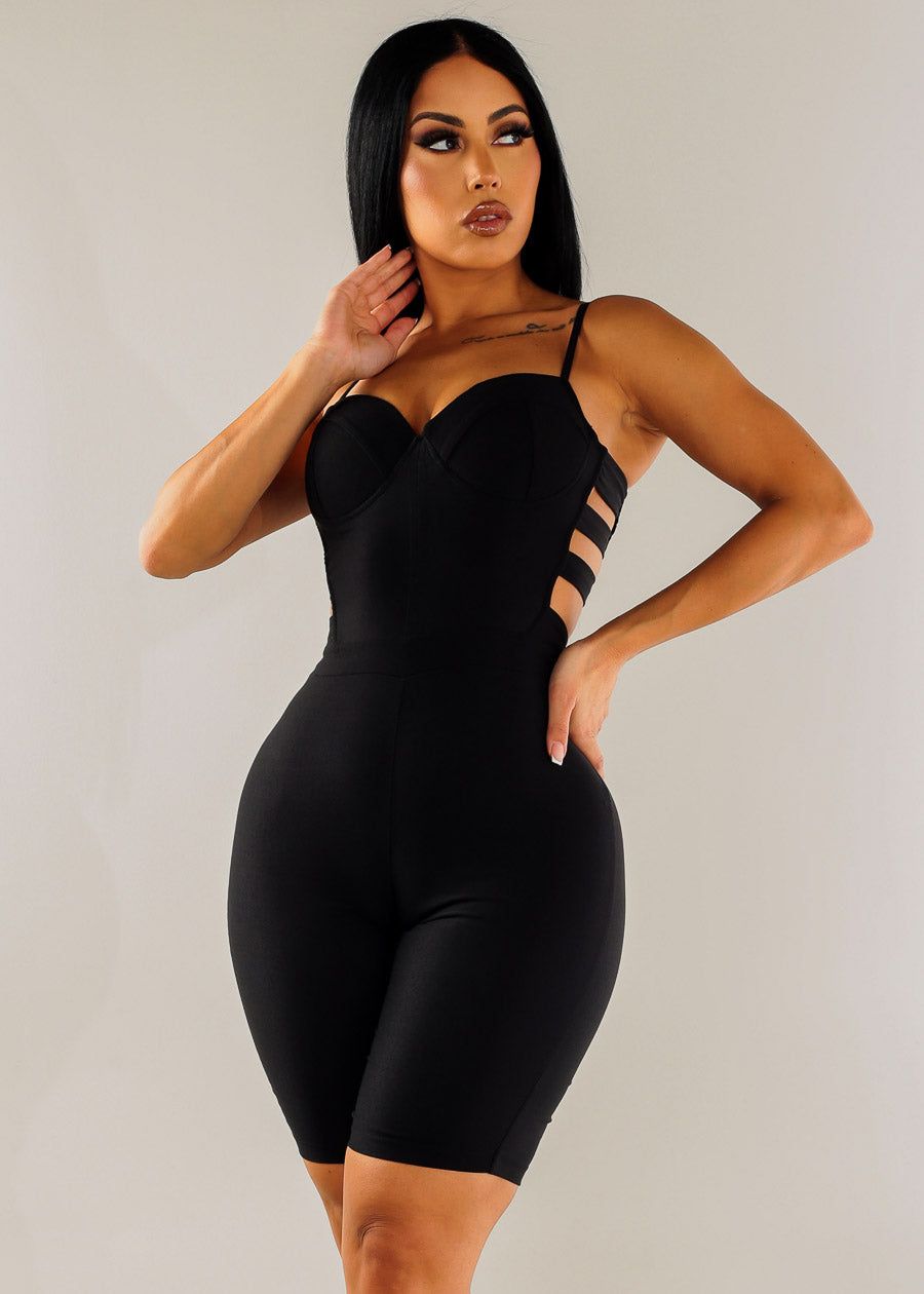Sleeveless Side Cut Out Black Romper sold by Moda
