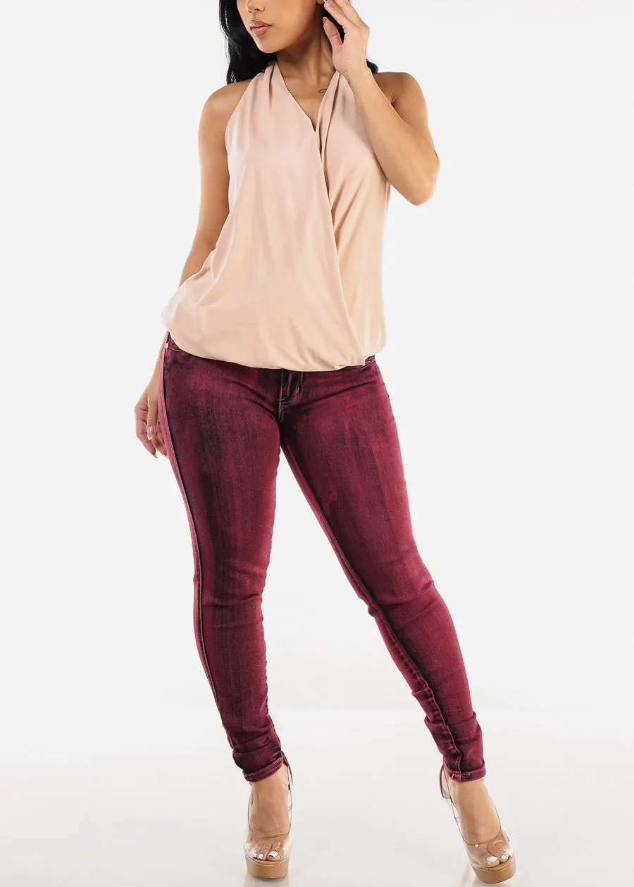 Butt Lift High Waist Skinny Jeans Red Acid Wash sold by Moda product image thumbnail 2
