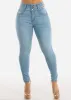 High Waist Butt Lifting Skinny Jeans Light Blue sold by Moda