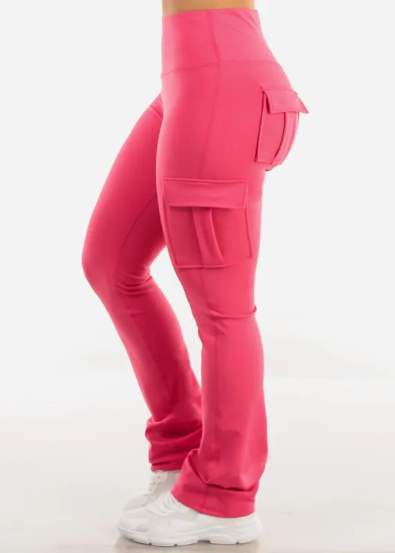 Coral Workout Bootcut Cargo Pants sold by Moda