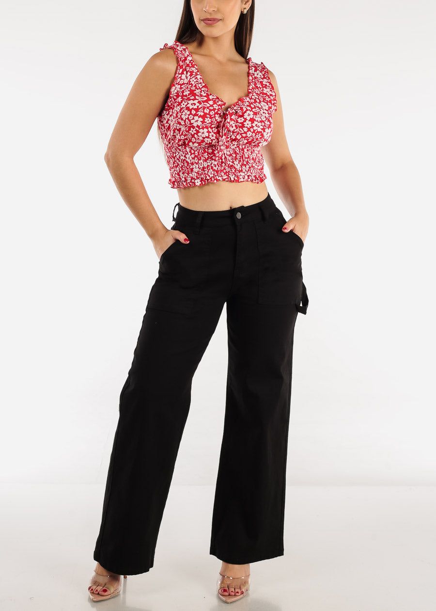 Black High Waisted Wide Leg Straight Pants sold by Moda product image thumbnail 2