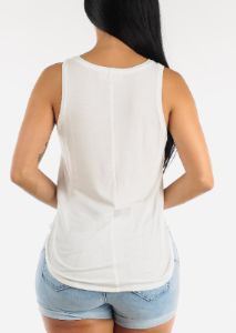 Sleeveless Vneck Tank Top White sold by Moda