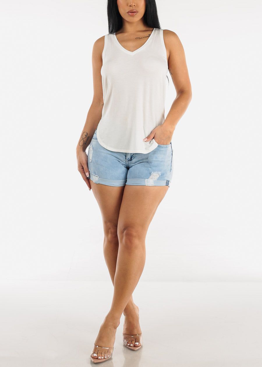 Sleeveless Vneck Tank Top White sold by Moda product image thumbnail 2